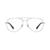 Silver aviator frames with a polished finish and clear lenses.