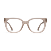 EV02TPE10, EV02TPE15, EV02TPE20, EV02TPE25, EV02TPE30 - Square taupe eyeglass frames with a glossy finish and clear lenses.