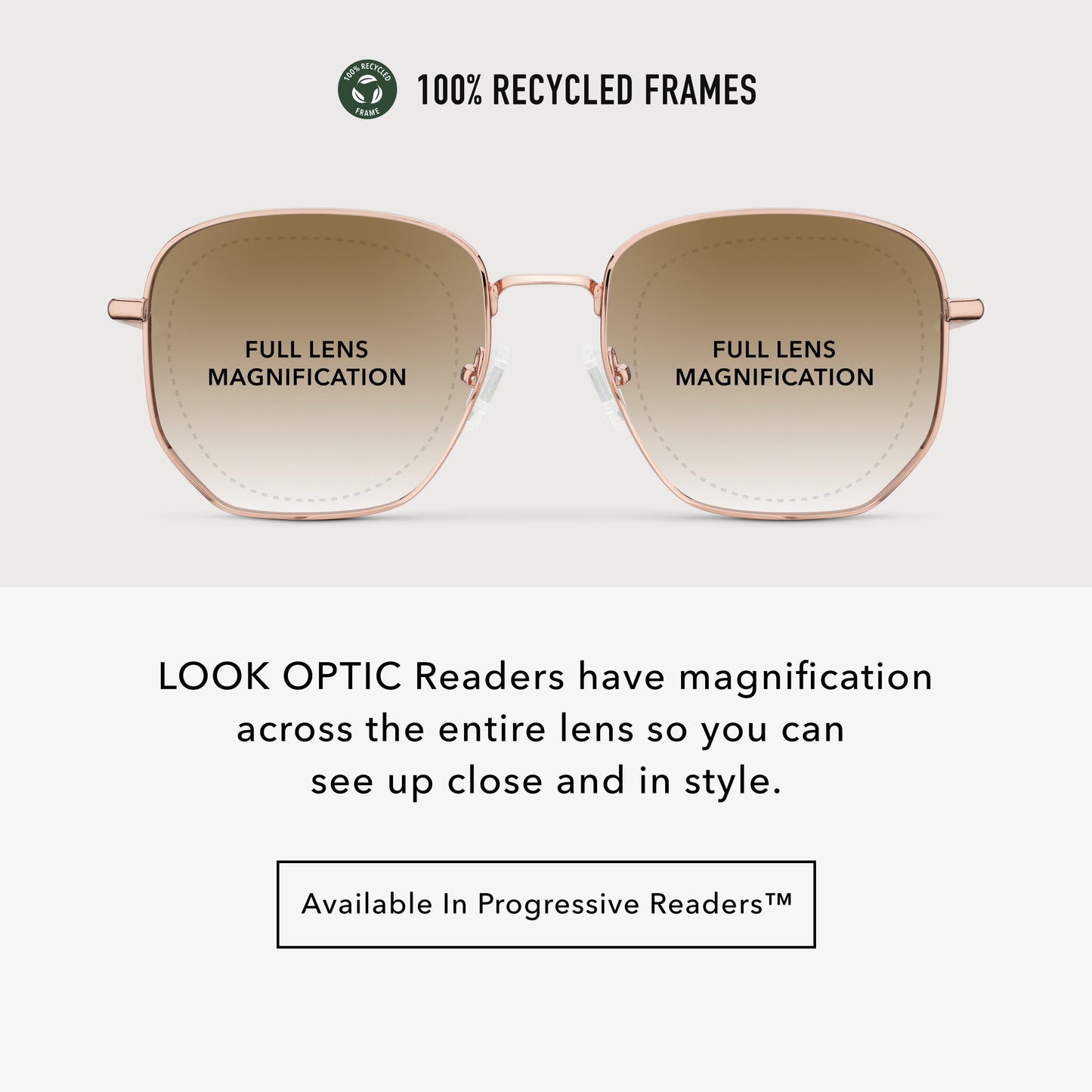 GN11SRB10, GN11SRB15, GN11SRB20, GN11SRB25, GN11SRB30 - Shiny rose gold frames with rounded square shapes and brown gradient tinted lenses.