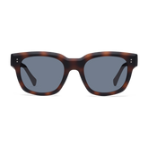 Square tortoise sunglasses with dark grey tinted lenses.
