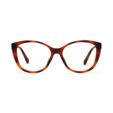 Rounded square tortoise frame with clear lenses.