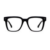 Square shiny black frames with clear lenses.