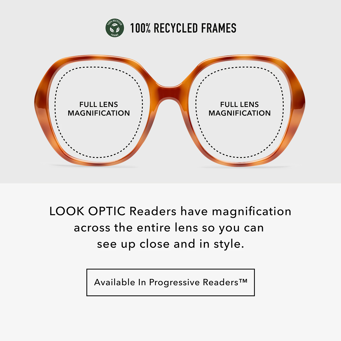 LD04SVT10, LD04SVT15, LD04SVT20, LD04SVT25, LD04SVT30 - Rounded square glasses with glossy amber and brown tortoiseshell frames and clear lenses.
