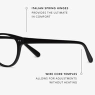 
Round black eyeglass frames with clear lenses.