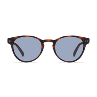 
Round tortoise frames with a glossy finish and blue tinted lenses.