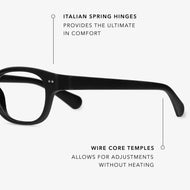 BO20PBLK10, BO20PBLK15, BO20PBLK20, BO20PBLK25, BO20PBLK30 - Black glossy rectangle eyeglasses with clear lenses.