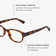 BO20PTOR10, BO20PTOR15, BO20PTOR20, BO20PTOR25, BO20PTOR30 - Glossy tortoise rectangle frames with clear lenses shown at an angle.