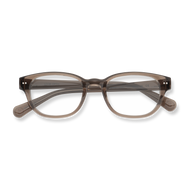 
Tortoiseshell rectangular reading glasses with clear lenses and brown temple tips.