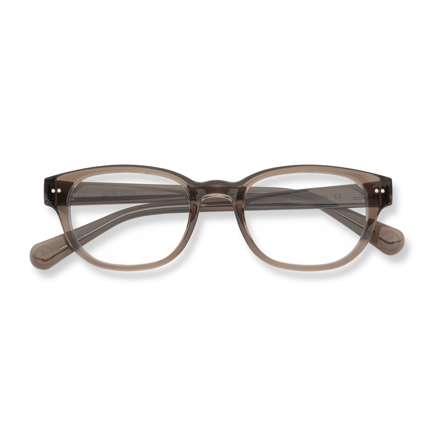 
Tortoiseshell rectangular reading glasses with clear lenses and brown temple tips.