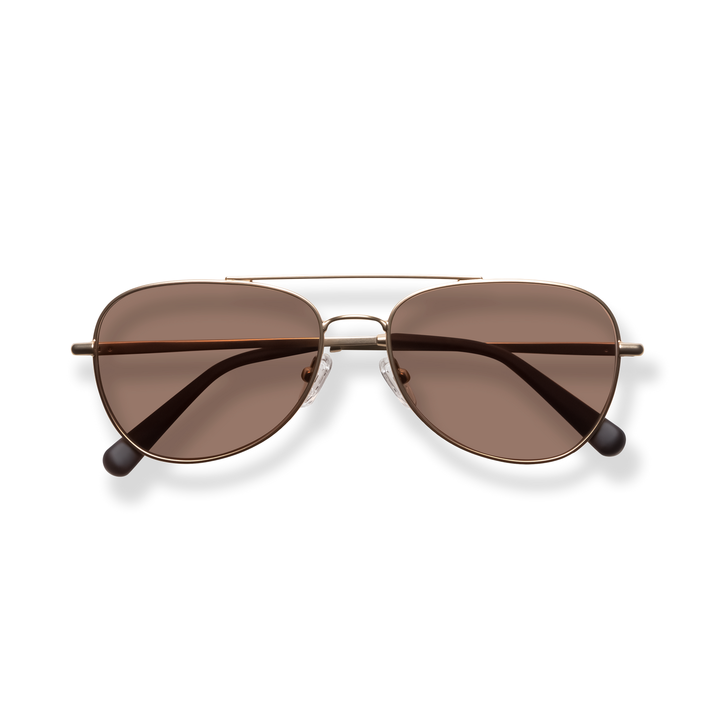 
Gold aviator sunglasses photographed flat from above.