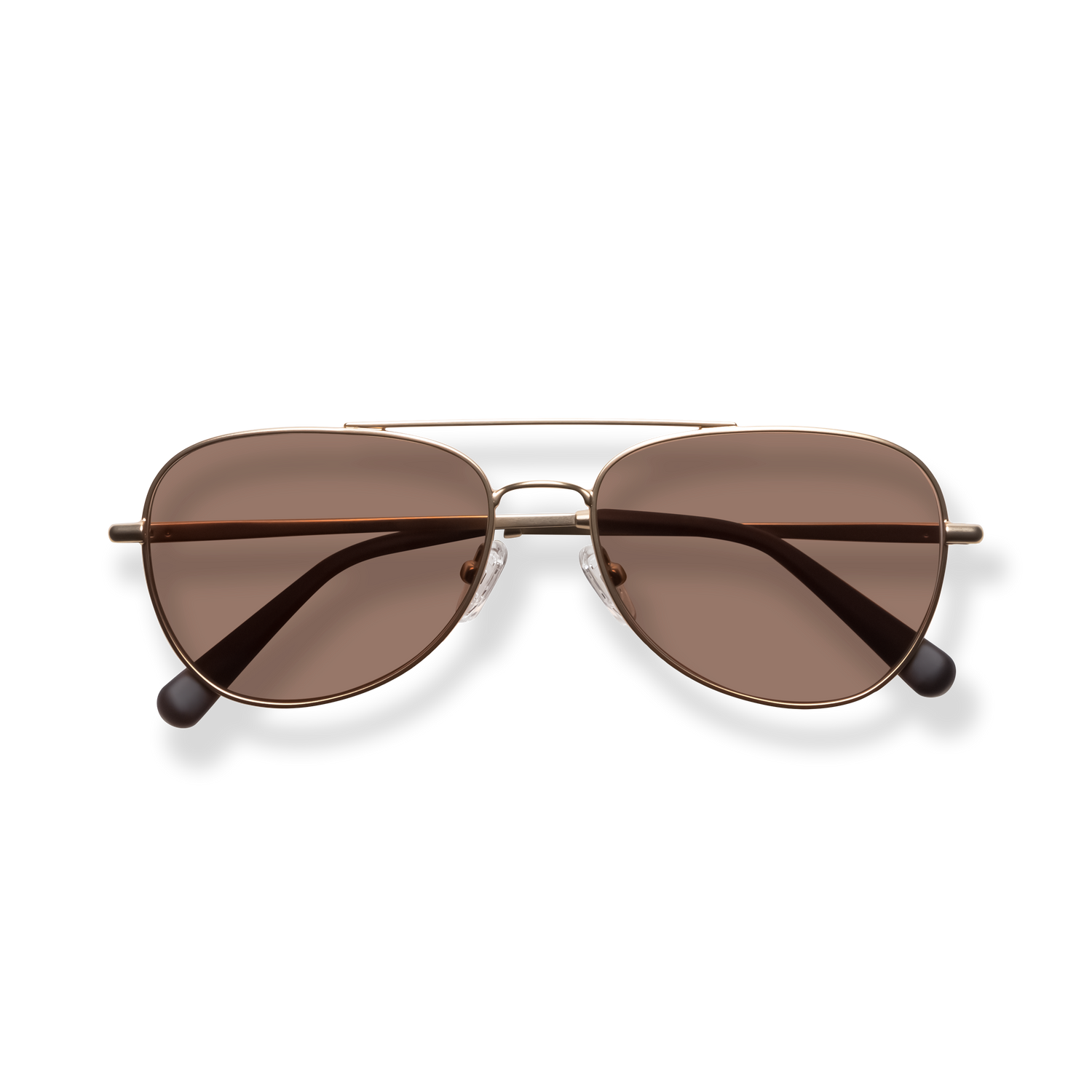 
Gold aviator sunglasses photographed flat from above.