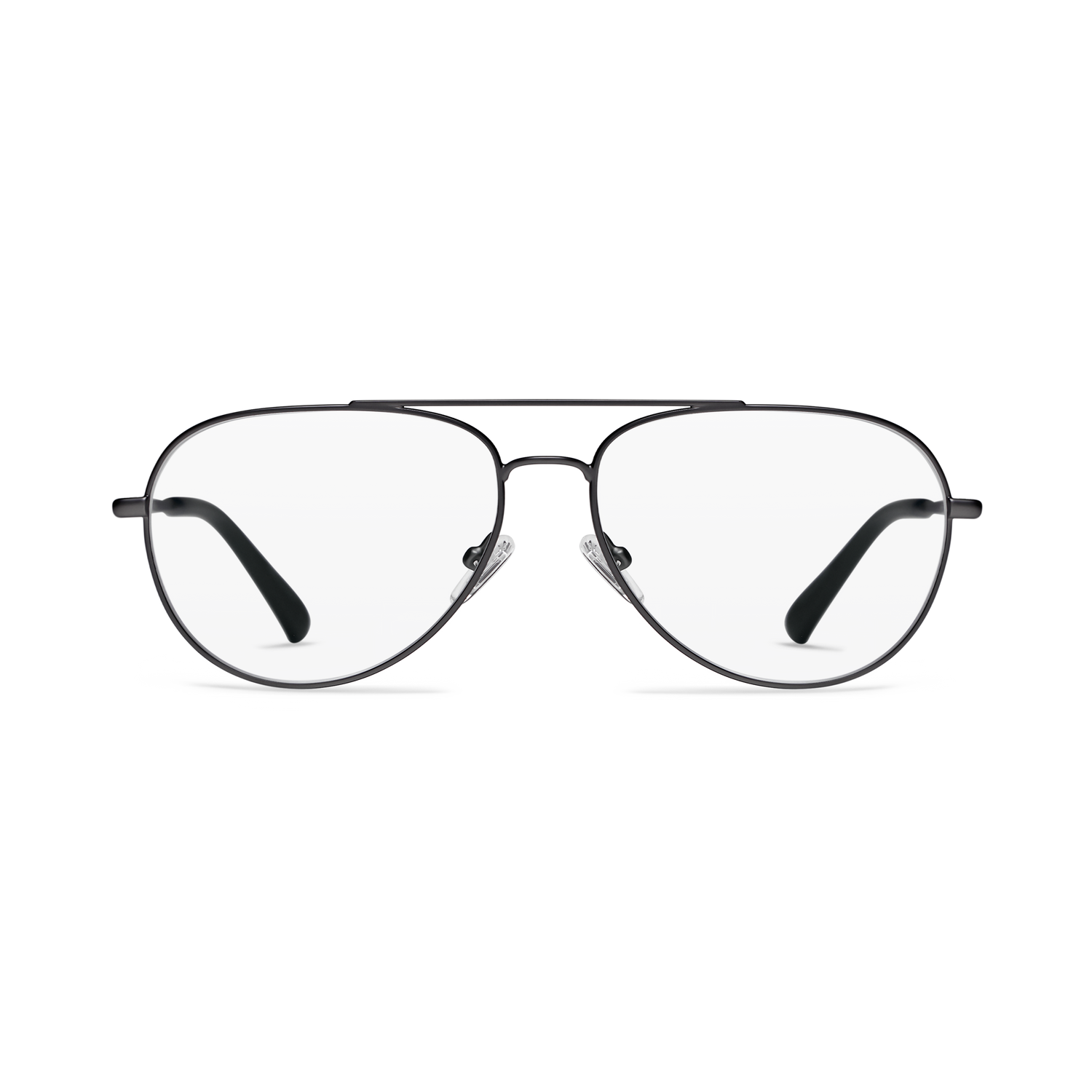 
Aviator glasses with a gunmetal finish and lightly tinted lenses.