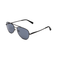 
Aviator sunglasses with a gunmetal finish and dark grey tinted lenses.