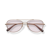 
Rose gold aviator glasses with pale pink lenses and tortoiseshell temple arms.