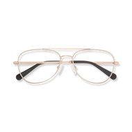 
Shiny rose gold aviator frames folded and shown from above.