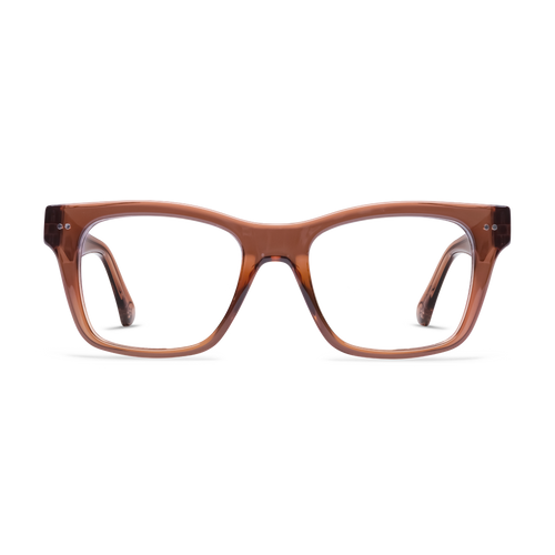 CO70PSCI10, CO70PSCI15, CO70PSCI20, CO70PSCI25, CO70PSCI30 - Rectangle glasses with a shiny cinnamon brown frame and clear lenses.