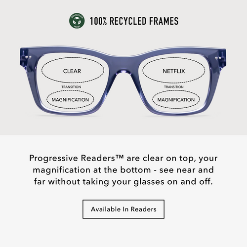 CO70PSGB10, CO70PSGB15, CO70PSGB20, CO70PSGB25, CO70PSGB30 - Rectangle glasses with a shiny grey blue frame and clear lenses.