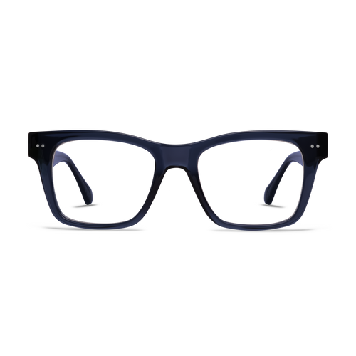 CO70PSNV10, CO70PSNV15, CO70PSNV20, CO70PSNV25, CO70PSNV30 - Shiny navy rectangle eyeglasses with clear lenses and a glossy finish.