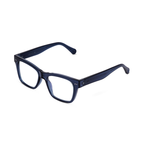 CO70PSNV10, CO70PSNV15, CO70PSNV20, CO70PSNV25, CO70PSNV30 - Rectangular shiny navy frames with clear lenses.