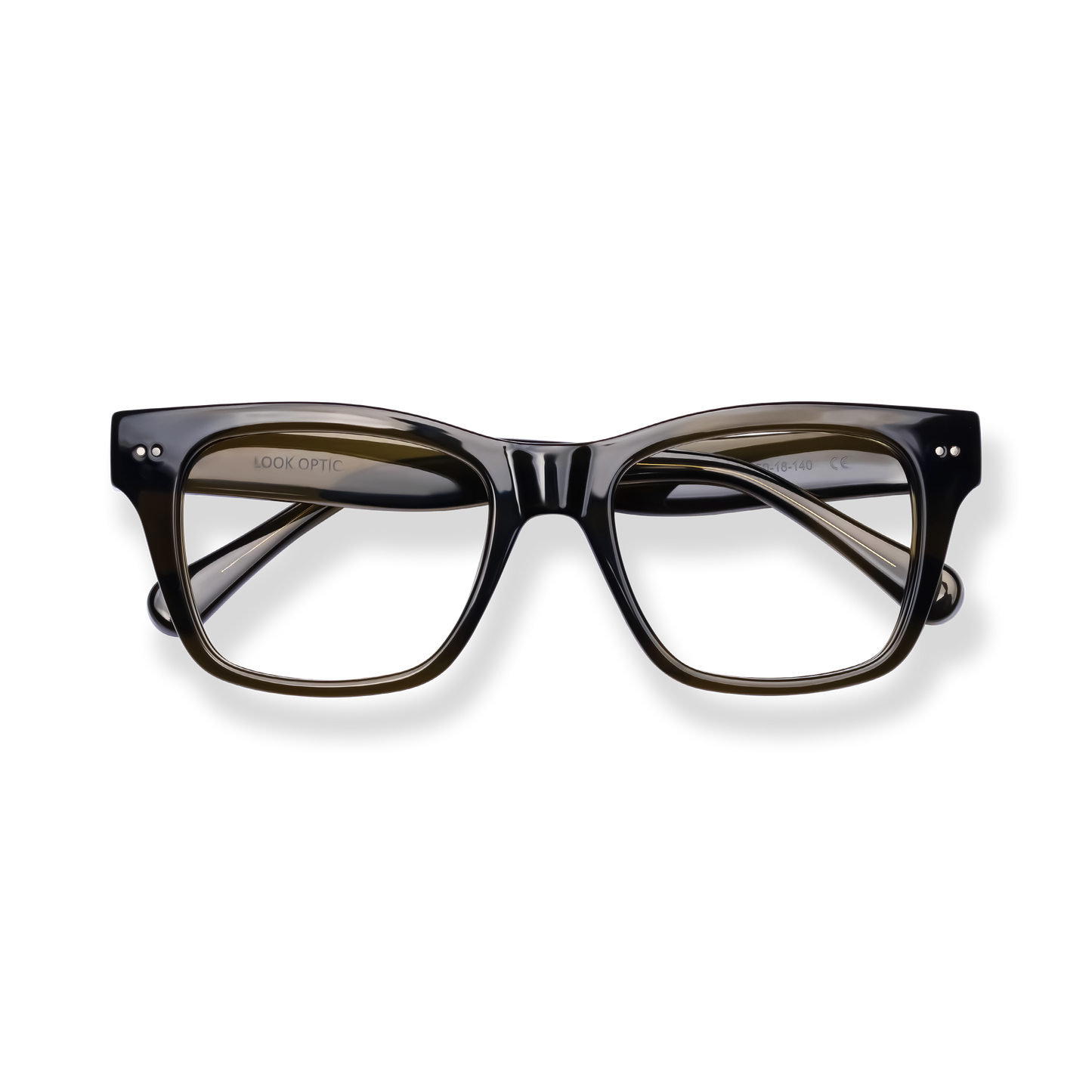 
Black rectangular reading glasses with clear lenses and tortoiseshell temple arms.