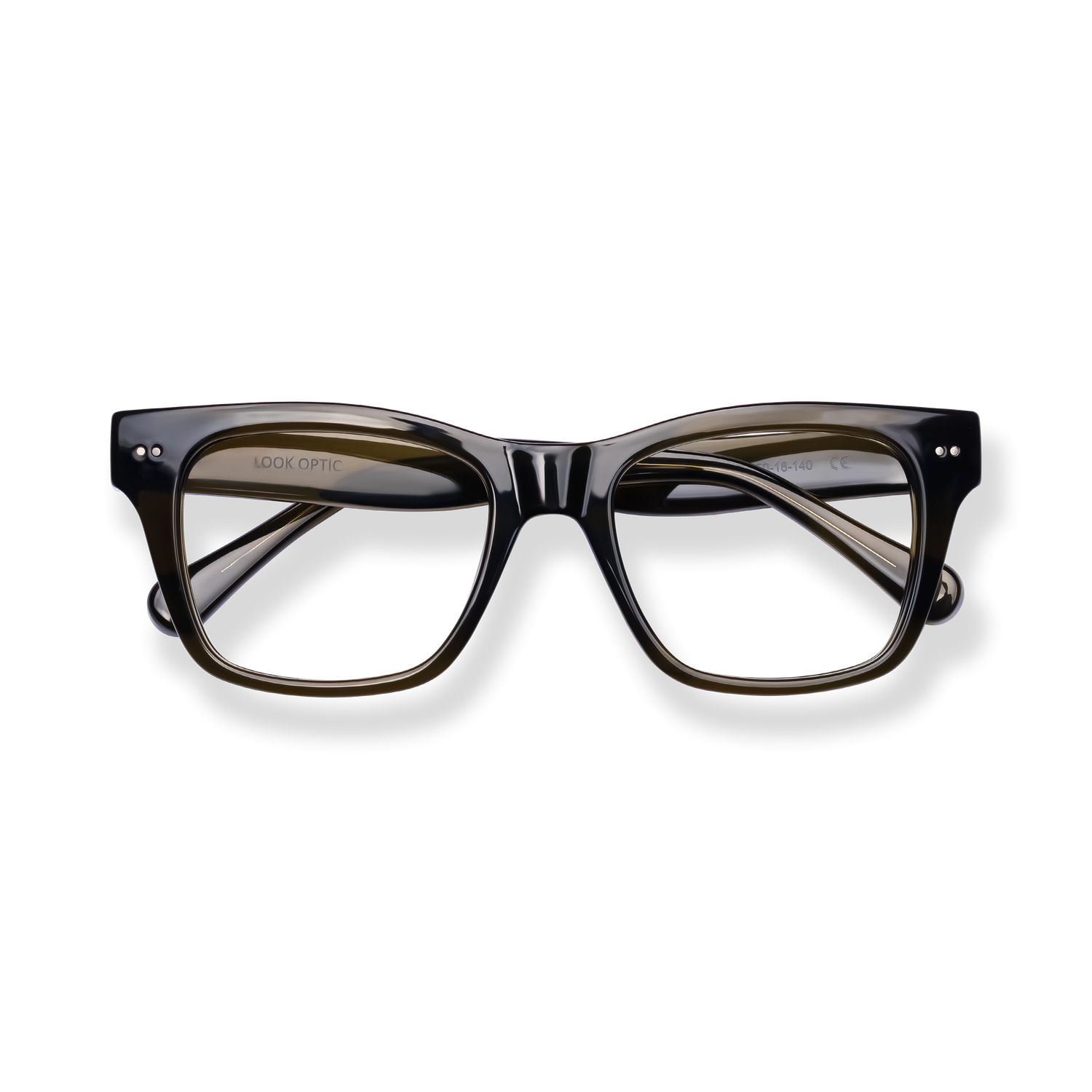 
Black rectangular reading glasses with clear lenses and tortoiseshell temple arms.