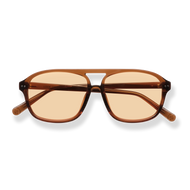
Brown tortoiseshell sunglasses with amber lenses and a double bridge.