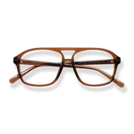 
Tortoiseshell rectangular eyeglasses with a double bridge and brown temple arms.