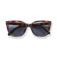 
Tortoiseshell cat-eye sunglasses with dark gradient lenses and silver stud accents.