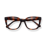 
Tortoiseshell cat-eye eyeglasses with wide frames and curved temples.