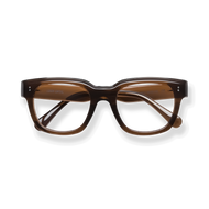 
Tortoiseshell rectangular reading glasses with clear lenses and gold accents.