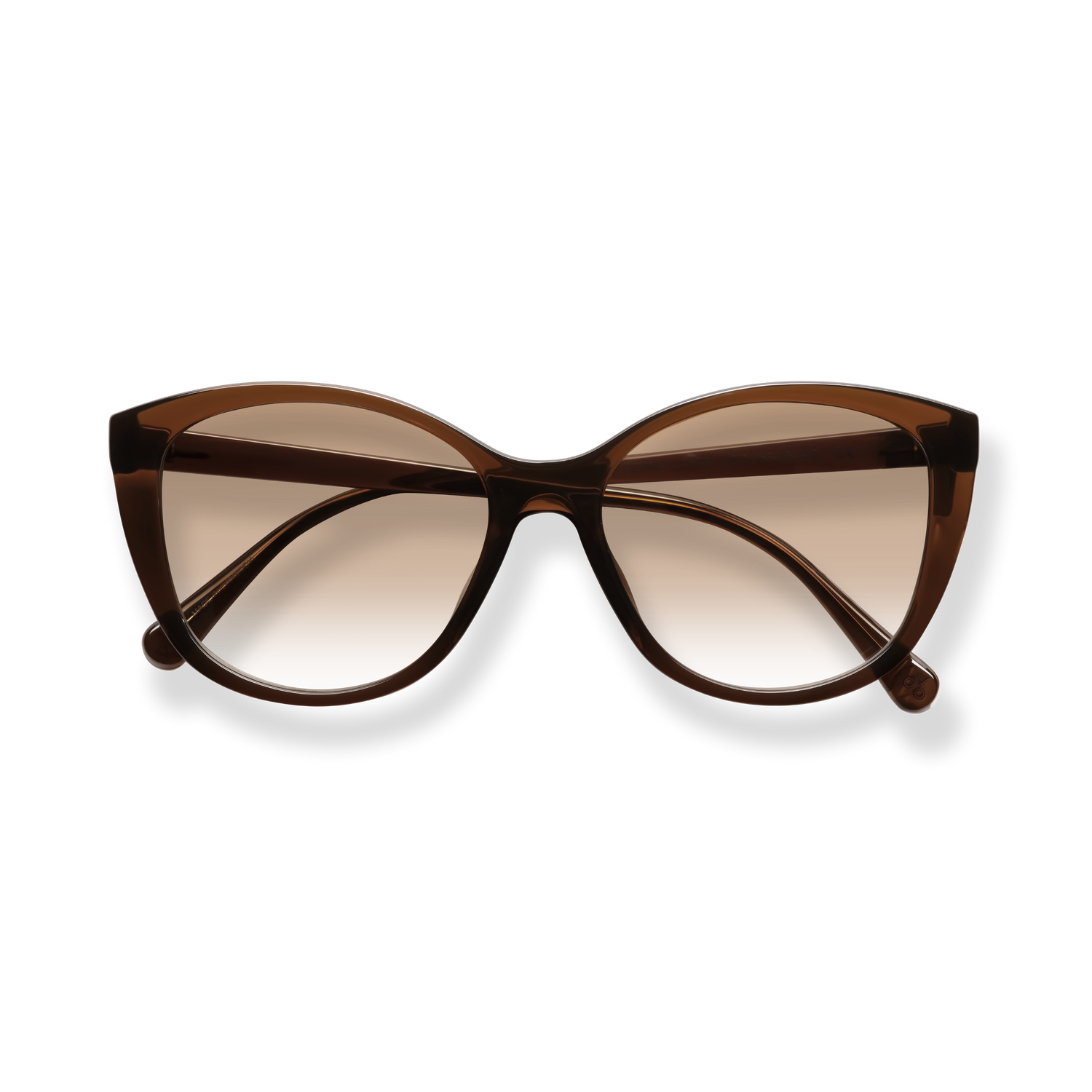 
Brown cat-eye sunglasses with gradient lenses.
