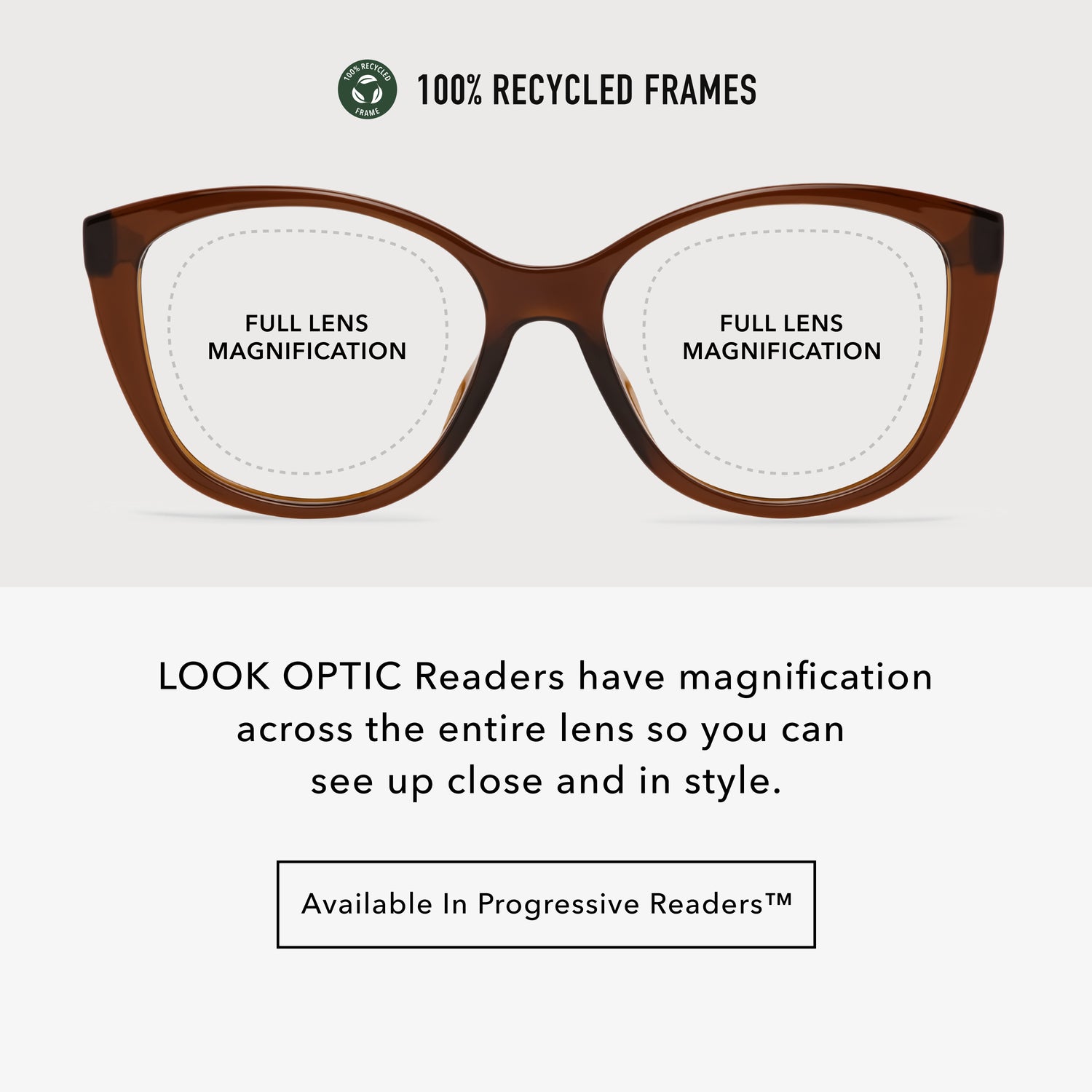 LOOK OPTIC - Progressive Readers / Reading Glasses For Women - No Line Bifocal - Cat Eye - Stylish