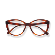 
Tortoiseshell cat-eye eyeglasses with a warm brown gradient frame.
