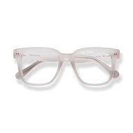 
White cat-eye reading glasses with clear lenses and subtle metal details.