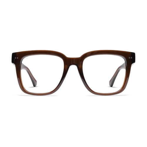 LA40PSES10-A, LA40PSES15-A, LA40PSES20-A, LA40PSES25-A, LA40PSES30-A - Square glasses with a shiny espresso brown frame and clear lenses.