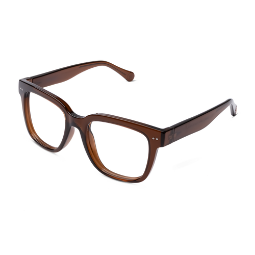 LA40PSES10-A, LA40PSES15-A, LA40PSES20-A, LA40PSES25-A, LA40PSES30-A - Square eyeglasses with a shiny espresso brown frame and clear lenses.