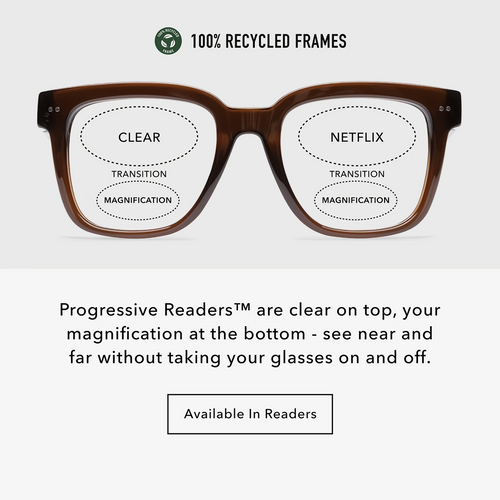 LA40PSES10-A, LA40PSES15-A, LA40PSES20-A, LA40PSES25-A, LA40PSES30-A - Square shiny brown frames with clear lenses.