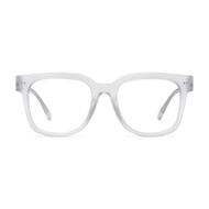 
Square glasses with translucent white frames and clear lenses.