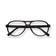 
Black rectangular eyeglasses with a double bridge and slim temples.