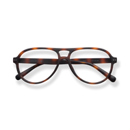 
Tortoiseshell rectangular eyeglasses with rounded lenses and a double bridge.