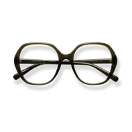 
Round tortoiseshell eyeglasses with a keyhole bridge and slender metal temples.