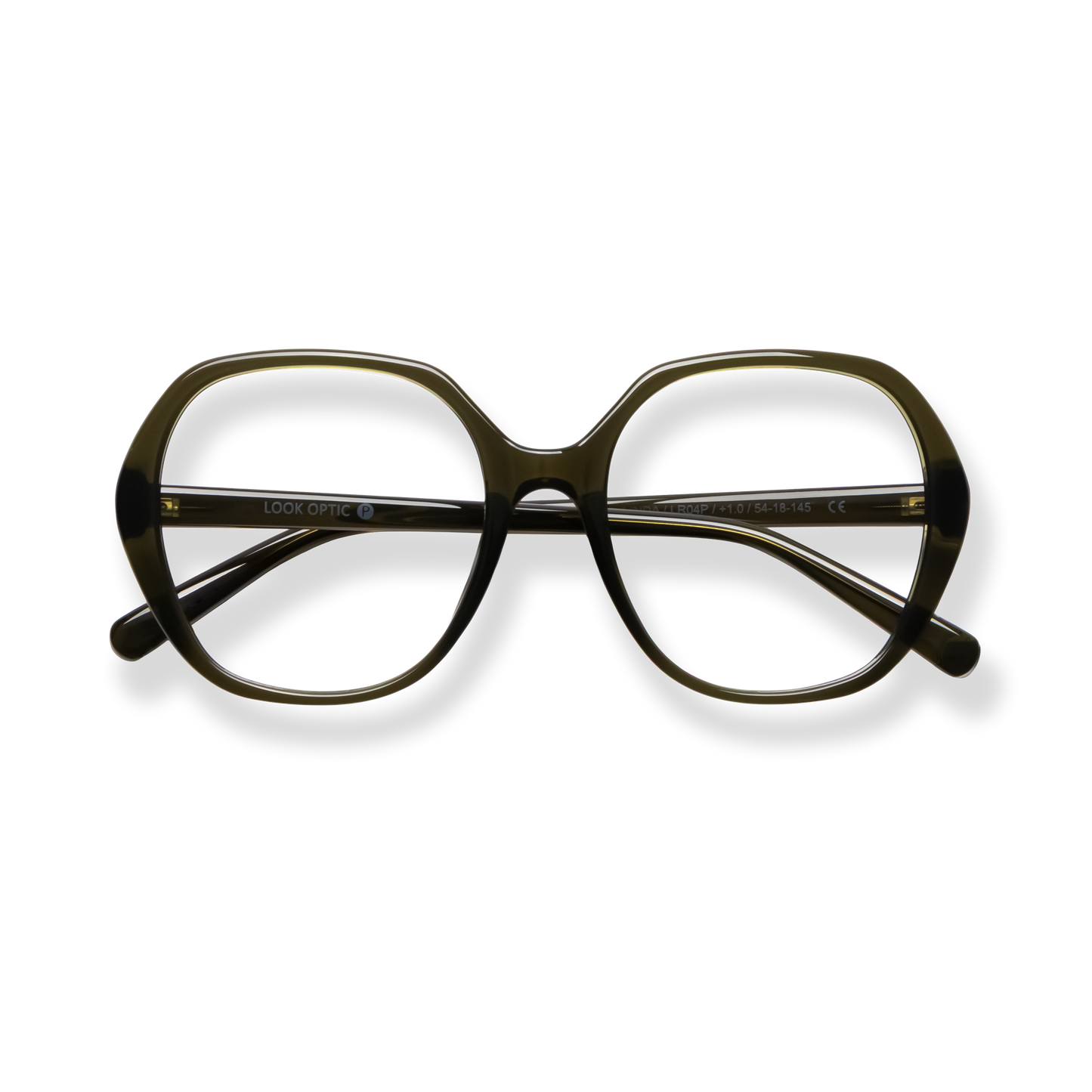 
Round tortoiseshell eyeglasses with a keyhole bridge and slender metal temples.