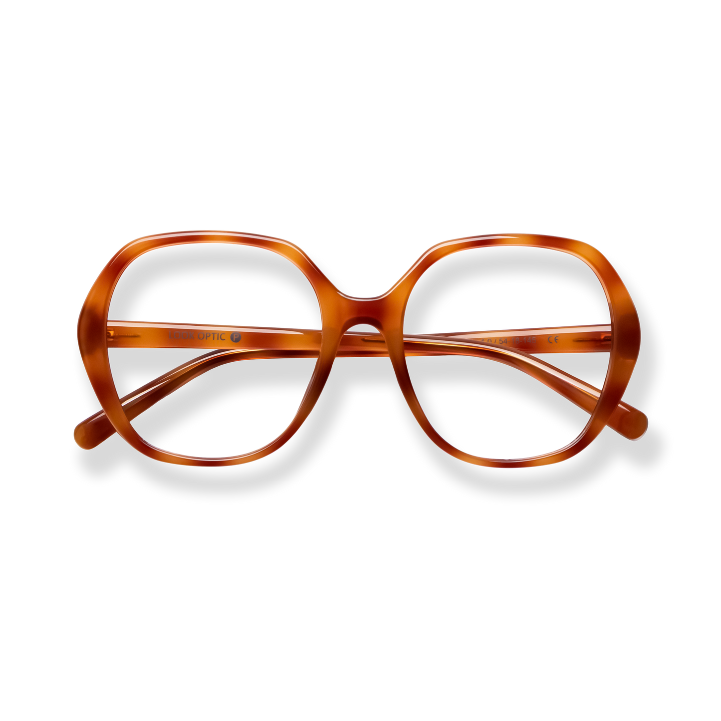 
Tortoiseshell oversized round reading glasses with a double bridge.