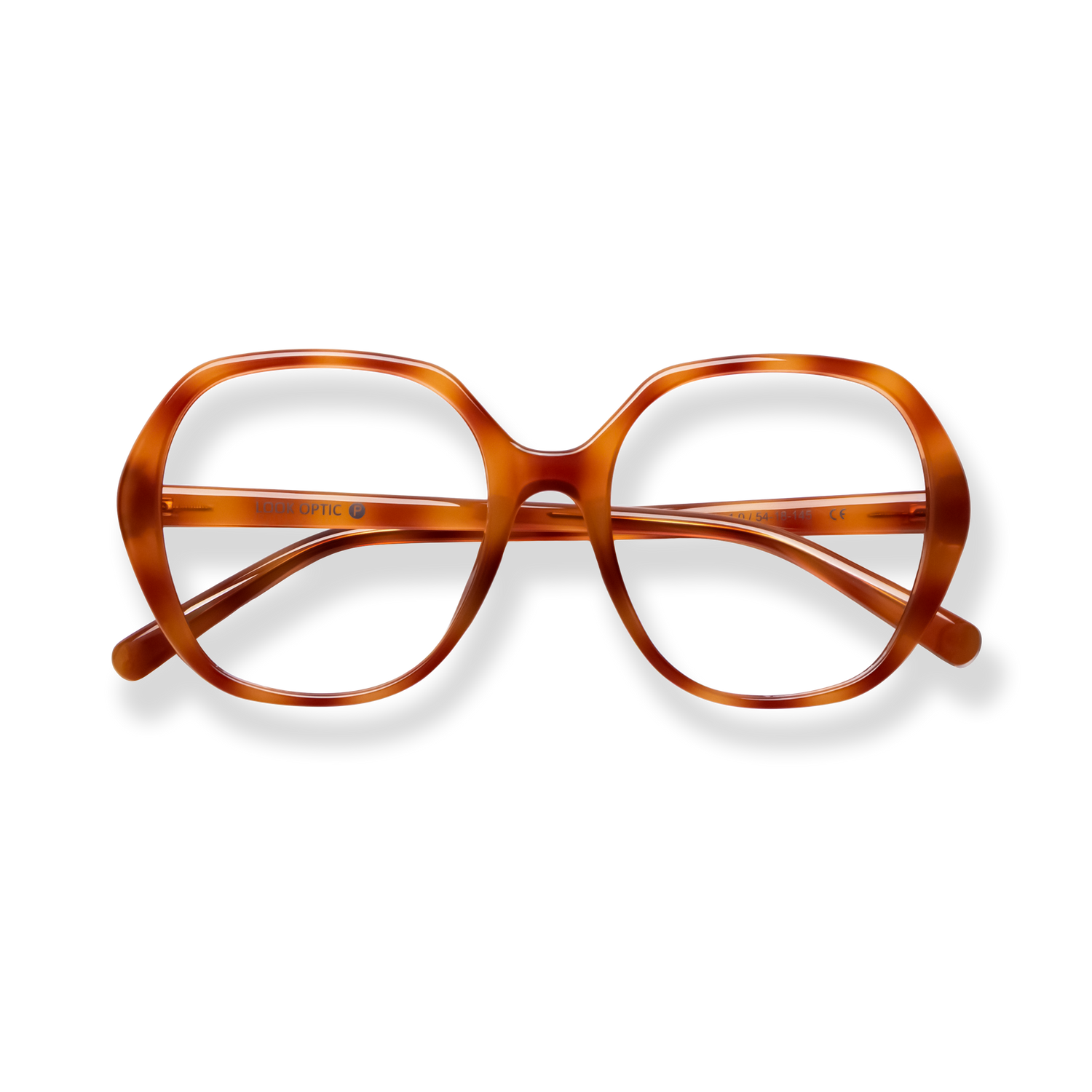 
Tortoiseshell oversized round reading glasses with a double bridge.