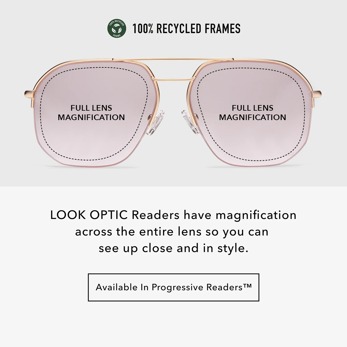 LOOK OPTIC - Aviator Reading Glasses For Women - Stylish - Designer - Lightweight - High Quality