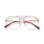 
Rose gold aviator glasses with brown tortoiseshell temples.