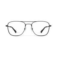 
Matte black aviator-style eyeglasses with a double bridge and clear lenses.