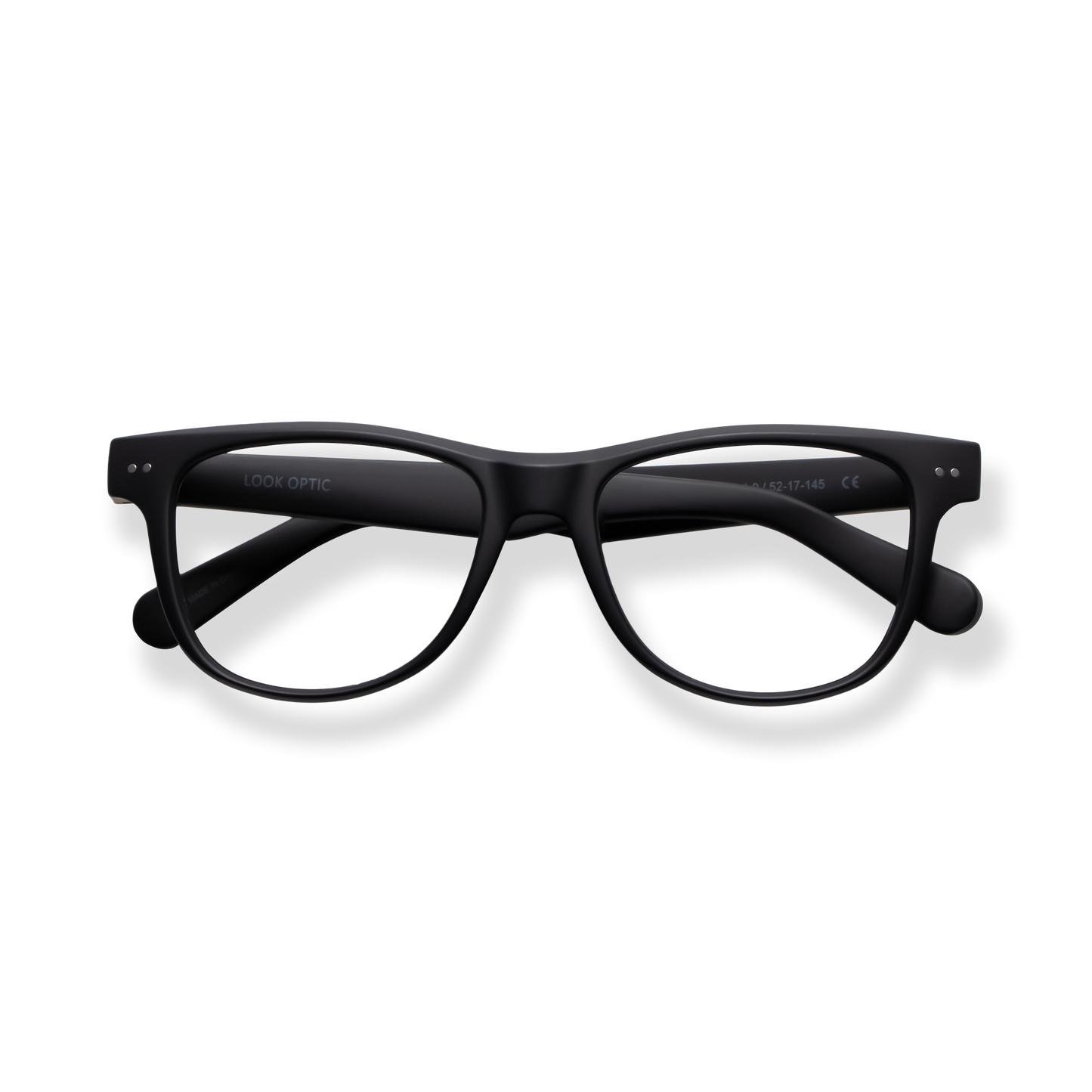 
Black rectangular reading glasses with rounded lenses and subtle silver accents.