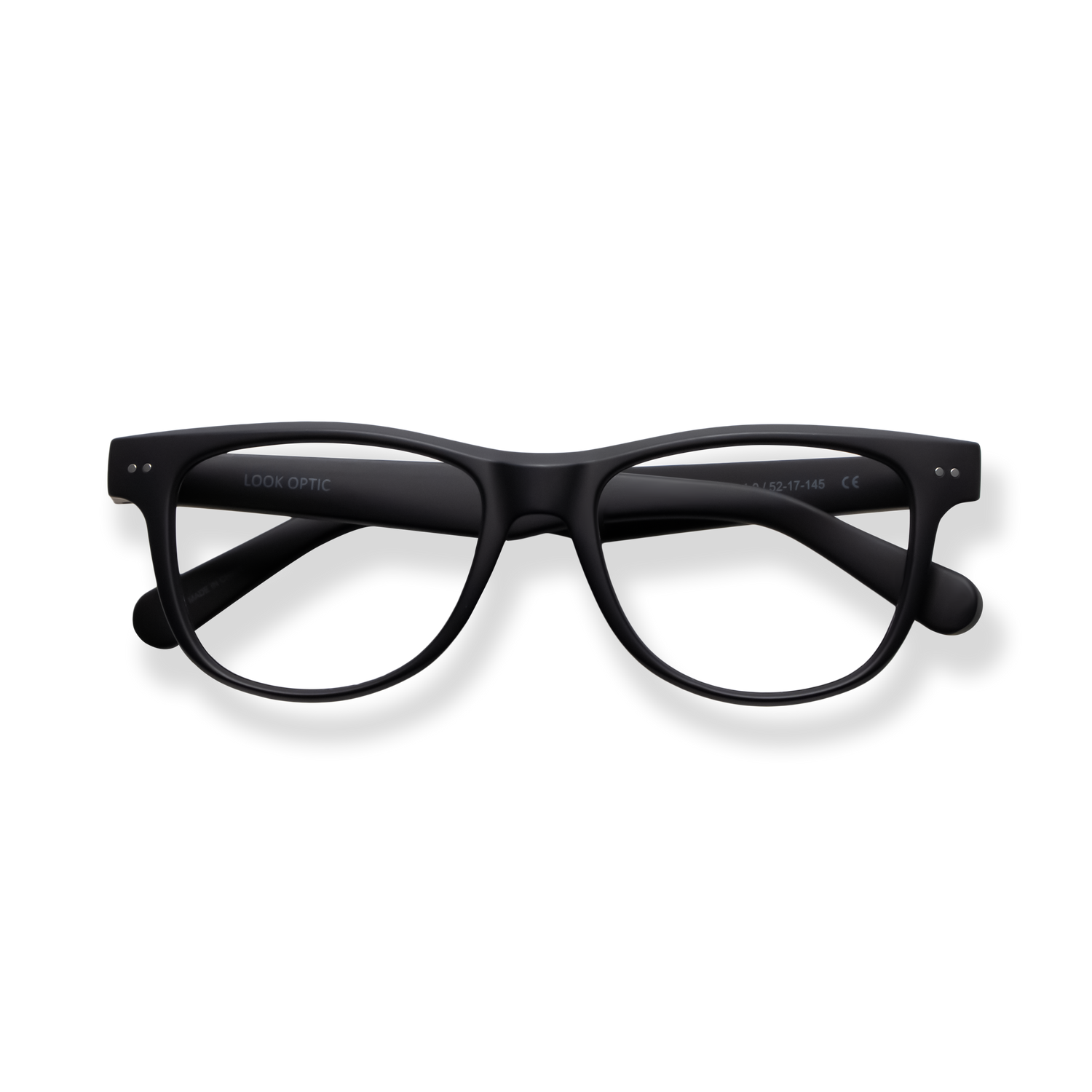 
Black rectangular reading glasses with rounded lenses and subtle silver accents.