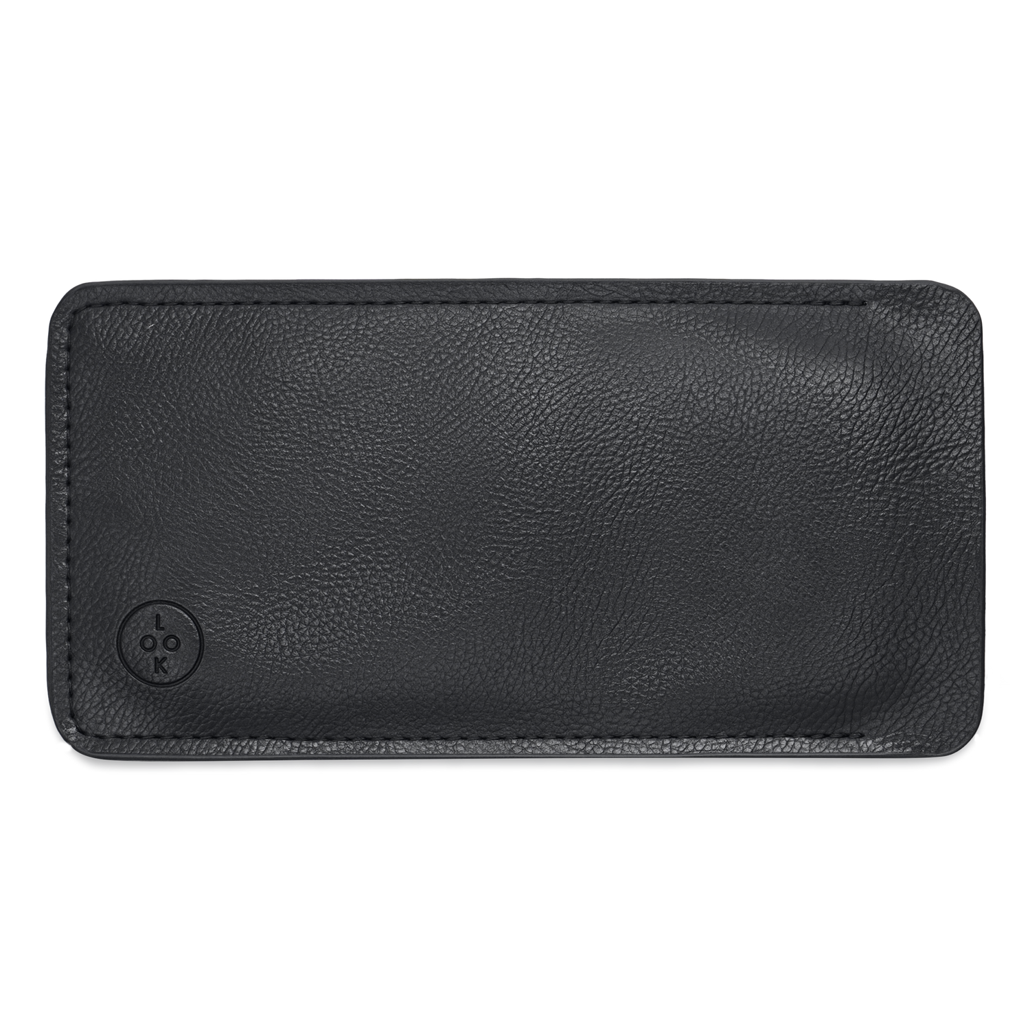
Black vegan leather eyewear case with a textured finish and embossed LOOK logo.